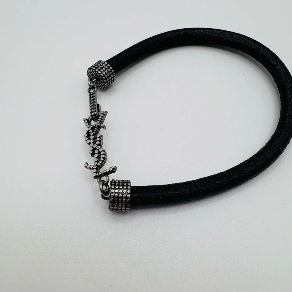 Saint Laurent Black Leather Cord Wrap Bracelet - Picture 5 of 6